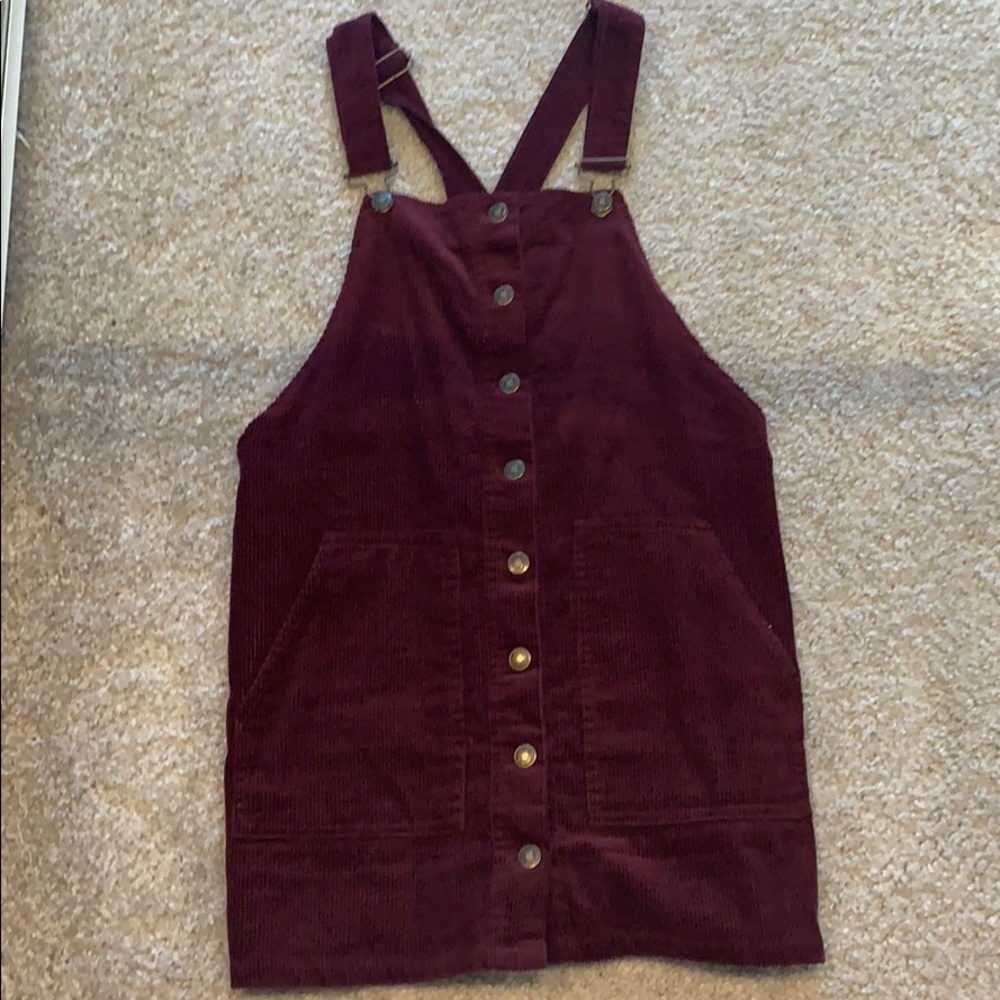 Maroon corduroy overall dress :)